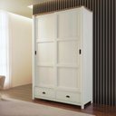 Ver imagem 1 de Guarda-Roupa 2 Portas de Correr 100% Madeira Maciça Topázio Branco/Freijó