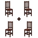 Ver imagem 3 de Kit 4 Cadeiras Madeira Maciça de Jantar com Assento Estofado Marrom Repleta