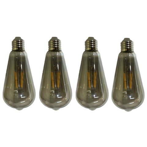 Lampada Led Multi Filamento Fume Vintage 30w Kit 4 Uni Decoraçao Iluminaçao Sala Quarto Varanda Casa
