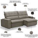 Ver imagem 4 de Sofá Retrátil Reclinável para Sala 4 Lugares 270cm Niels F04 Veludo Marrom Claro - Lyam Decor