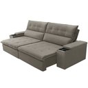 Ver mais imagens de Sofá Retrátil Reclinável para Sala 4 Lugares 270cm Niels F04 Veludo Marrom Claro - Lyam Decor
