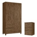 Ver imagem 1 de Guarda Roupa Solteiro Chile e Cômoda Ms913 Castanho Wood – Moval
