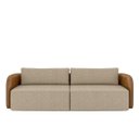 Ver imagem 5 de Sofá Living Sala de Estar Abel 240cm Bipartido Pés de Madeira Pu/linho Caramelo/bege Escuro G33 - Gr