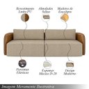 Ver imagem 3 de Sofá Living Sala de Estar Abel 240cm Bipartido Pés de Madeira Pu/linho Caramelo/bege Escuro G33 - Gr