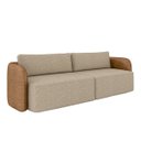 Ver imagem 2 de Sofá Living Sala de Estar Abel 240cm Bipartido Pés de Madeira Pu/linho Caramelo/bege Escuro G33 - Gr