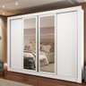 Guarda-Roupa Casal Madesa Alabama 4 Portas de Correr com Espelhos Branco Cor:Branco - 1