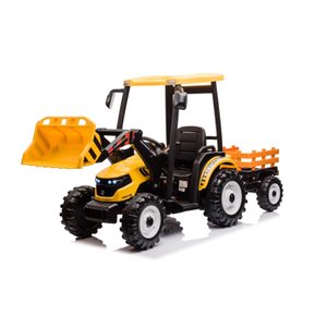 Trator com Pá Carregadeira e Carroceria Amarelo Elétrico Infantil a Bateria Para Crianças Motorizado