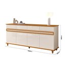 Ver imagem 5 de Buffet Sala Jantar 184cm 4 Portas 4 Gavetas Pés Madeira Off White/Cedro Açores
