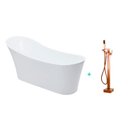 Ver imagem 1 de Kit Banheira de Imersao Azurita e Misturador de Piso Monocomando Dourado Rose Pingoo.casa