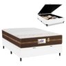 Cama Box Baú Casal Colchão Molas Flora Gazin + Box Sintético 52x138x188 Cor:Branco - 1