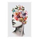 Ver imagem 2 de Quadro Decorativo Coleção Florais - Mulher Floral Cor:moldura Branca;título:50x75 sem Vidro Acrílico