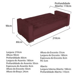 Sofá Cama 3 Lugares Suede Ipanema - 3
