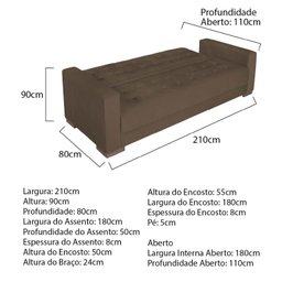 Sofá Cama 3 Lugares Suede Ipanema - 3