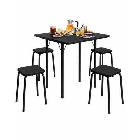 Mesa  Dobravel com Mocho Preta  4 Banquetas