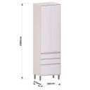 Ver imagem 4 de Paneleiro Alto para Cozinha 2 Portas 3 Gavetas Atenas Cinza Cristal