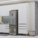 Ver imagem 3 de Paneleiro Alto para Cozinha 2 Portas 3 Gavetas Atenas Cinza Cristal