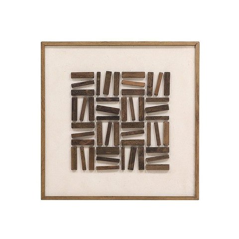Quadro Branco Linhas em Madeira Natural Decorativo 82cm Un.