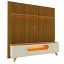 Ver imagem 2 de Rack com Painel para TV até 90 Polegadas 100% MDF Ripado Yescasa Marrom 310,5x224cm Pés em Madeira Maciça
