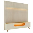 Ver imagem 3 de Rack com Painel Ripado para TV até 90 Polegadas 100% MDF com LED 224CMX310,5cm Pés em Madeira Maciça 1 Gaveta 2 Portas Requinte Nobre Yescasa Branco