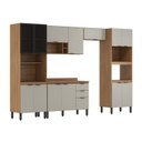 Ver imagem 2 de Cozinha Completa Modulada Firenze 5 Peças 14 Portas 2 Gavetas Cinza/Amendola/Nude Prime Tx