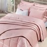 Colcha Tamanho Super King 400 Fios Egípcio 100% Algodão Rosa 3 Peças - 1