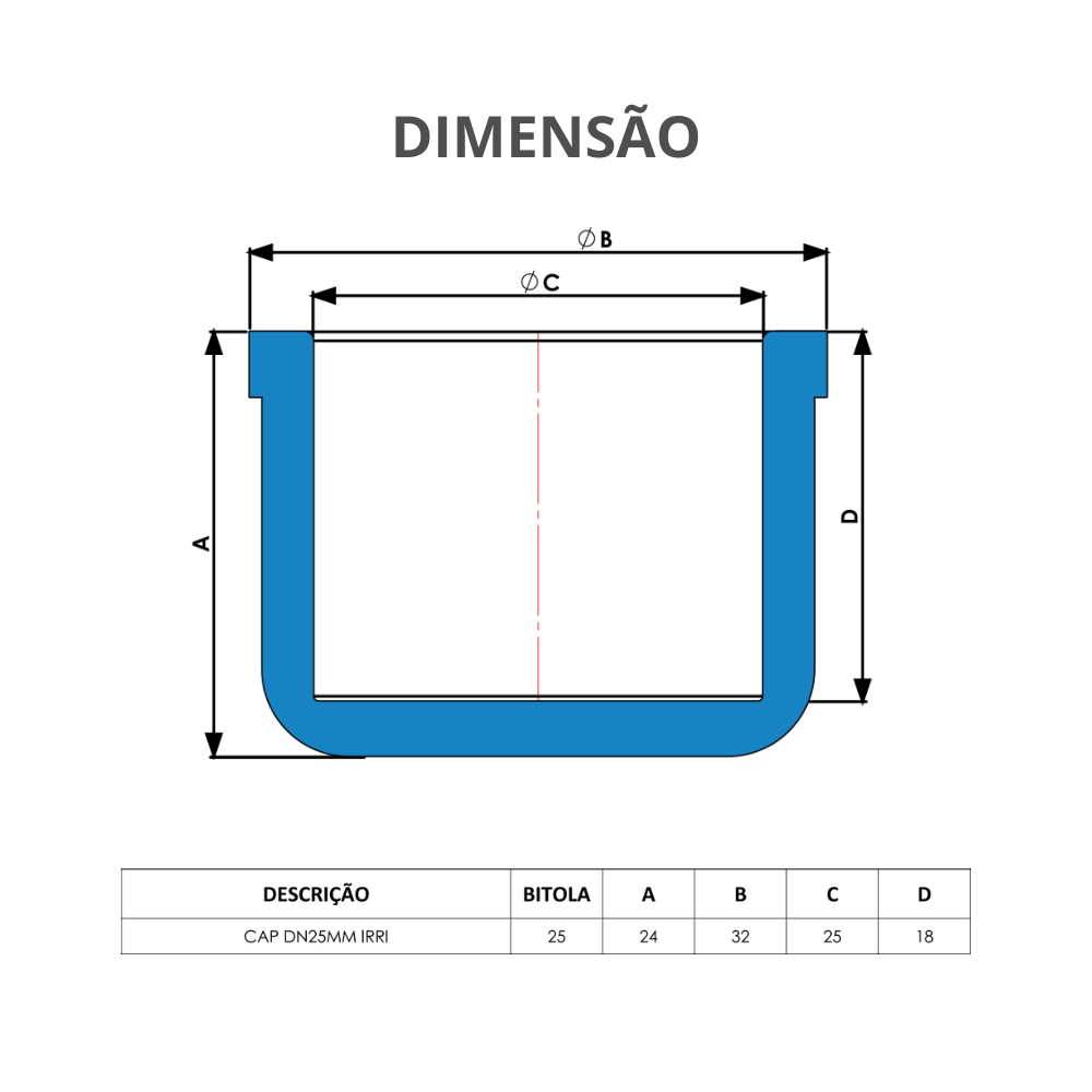 10 Unidades Cap para Irrigação Bitola 25mm Pvc Azul Durín - 3