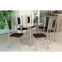 Ver imagem 1 de Conjunto: Mesa Sala Jantar Elba C/ Tampo de Vidro 150cm e 6 Cadeiras Florença Niquel - Courano
