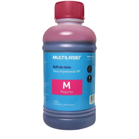 Refil de Tinta para Cartucho Impressoras HP com 250ml Magenta Multilaser - RF011