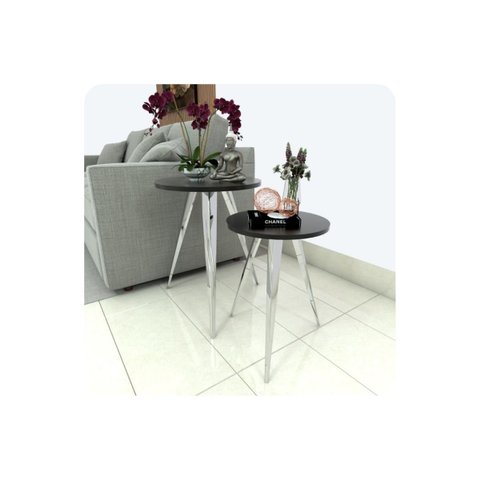 Conjunto 2 Mesinhas Lateral Canto Sala Quarto Redonda C.p Fs