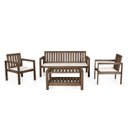 Ver imagem 2 de Conjunto 2 Poltronas Banco 3 Lugares com Almofadas e Mesa Madeira Maciça Yescasa Marrom/Nogueira