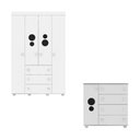Ver imagem 6 de Kit Guarda-roupas Infantil 4 Portas 3 Gavetas e Cômoda 1 Porta 4 Gavetas Pimpolho Multimóveis