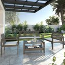 Ver imagem 1 de Conjunto Bancos 2 e 3 Lugares Poltrona com Almofadas e Mesa Madeira Maciça Yescasa