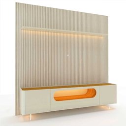 Rack com Painel para TV até 90 Polegadas 1 Gaveta 2 Portas LED Pés Vidro 220cm Requinte Nobre 100% MDF - 2