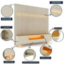 Ver imagem 5 de Rack com Painel Ripado para TV até 90 Polegadas 1 Gaveta 2 Portas LED Pés Vidro 220cm Requinte Nobre 100% MDF