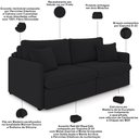 Ver imagem 4 de Sofá Cama Retrátil para Sala de Estar 254cm Una K01 Veludo Preto - Lyam Decor