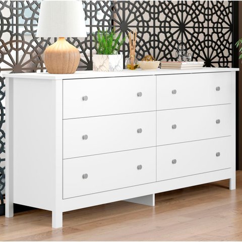 Cômoda 6 Gavetas Branca em Mdf 145x40x72 Cm Ditália