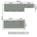 Ver imagem 4 de Armário de Cozinha Completa 260cm Branco Cinza Agata Madesa 02