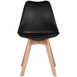 Cadeira Charles Eames Leda Luisa Saarinen Design Wood Estofada Base Madeira - Preta - 4