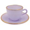 Jogo de Xícaras para Café Matte Lilás com Borda Dourada em Vidro com Pires 85ml - 8 Peças - 3