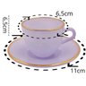 Jogo de Xícaras para Café Matte Lilás com Borda Dourada em Vidro com Pires 85ml - 8 Peças - 2