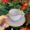 Ver imagem 5 de Jogo de Xícaras para Café Matte Lilás com Borda Dourada em Vidro com Pires 85ml - 8 Peças