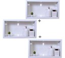 Ver imagem 2 de Kit com 3 Nichos em Porcelanato Banheiro Branco 60x32cm