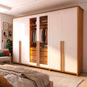 Ver imagem 1 de Guarda-Roupa Casal Reflecta 6 Portas 4 Gavetas com LED Cinamomo Off-White Bélgica