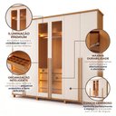 Ver imagem 4 de Guarda-Roupa Casal Reflecta 6 Portas 4 Gavetas com LED Cinamomo Off-White Bélgica