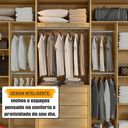 Ver imagem 6 de Guarda-Roupa Casal 6 Portas com LED e Vidro Reflecta 5 Gavetas Bélgica Bege/Cinamomo/Off White