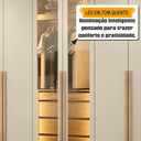 Ver imagem 3 de Guarda-Roupa Casal 6 Portas com LED e Vidro Reflecta 5 Gavetas Bélgica Bege/Cinamomo/Off White