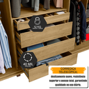 Ver imagem 7 de Guarda-Roupa Casal 6 Portas com LED e Vidro Reflecta 5 Gavetas Bélgica Bege/Cinamomo/Off White