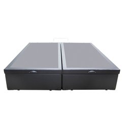 Cama Box Baú Casal Bipartido Sintético Cinza Com Pistão A Gás - 1