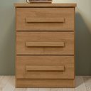 Ver imagem 1 de Mesa de Cabeceira Baião 3 Gavetas Amêndoa Clean - Móveis Lopas