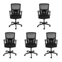 Ver imagem 1 de Kit 5 Cadeiras Escritório Diretor Ergonômico NR17 Tela Mesh Tóquio 3329 Preto